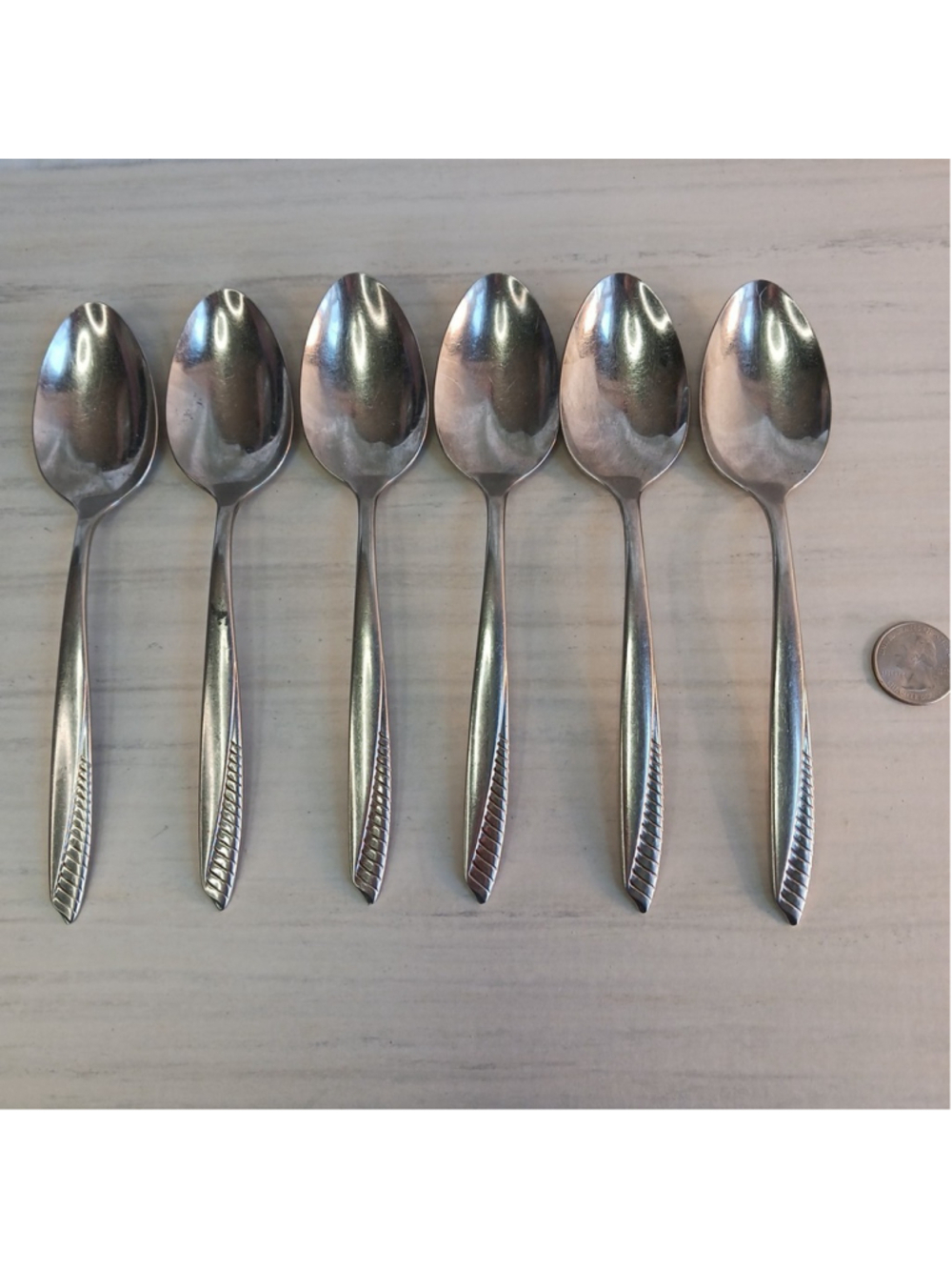 Oneida Wm A Rogers Vista Stainless Table Spoons Set of 6 Vintage